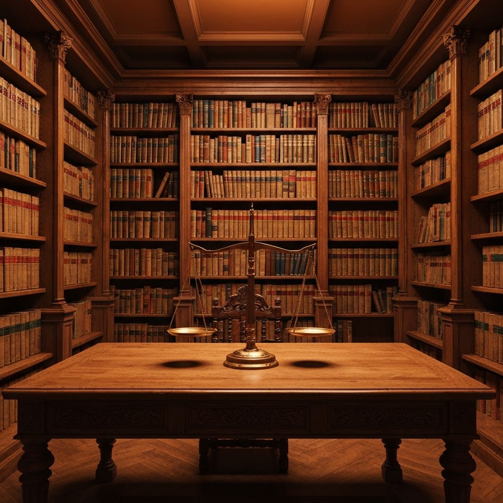 Biblioteca legal con libros de derecho