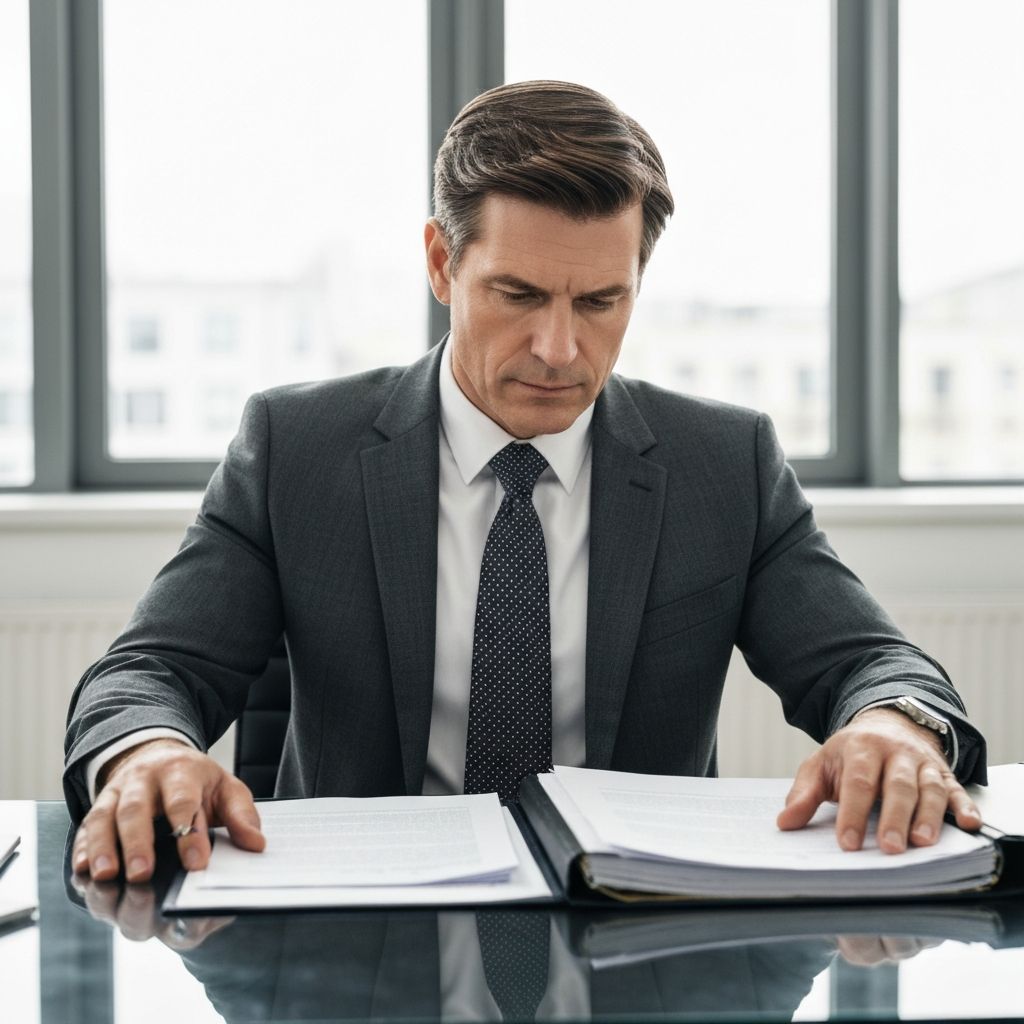 Abogado trabajando en oficina moderna